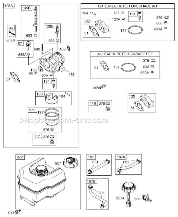 Page C Diagram and Parts List for 12D200SERIES 0113, 0355 Briggs and Stratton Engine